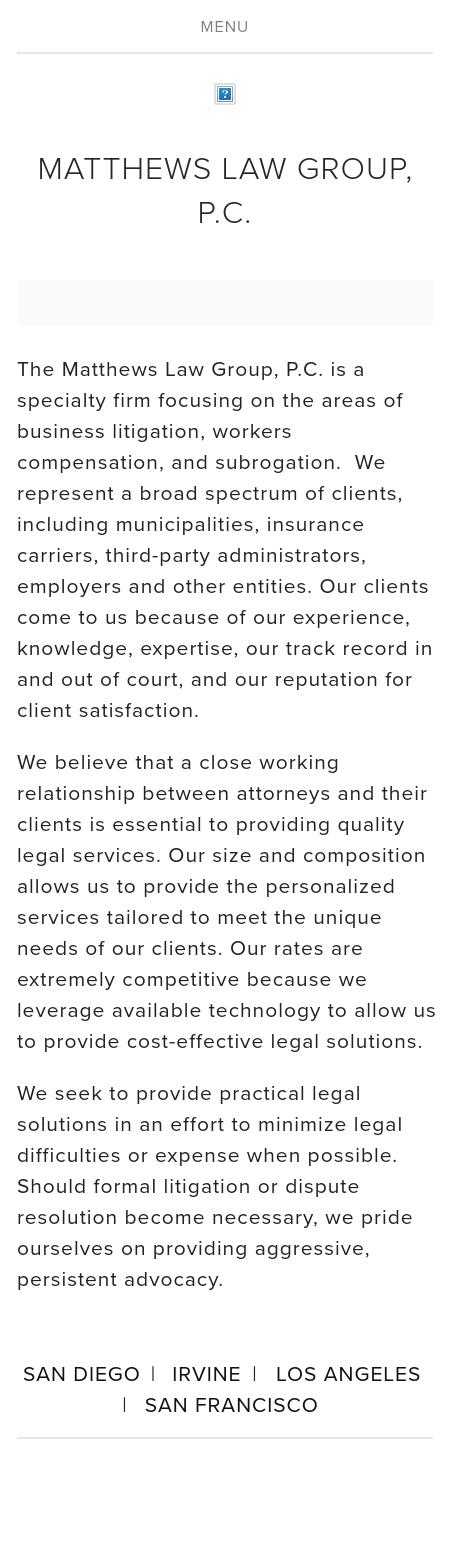 Matthews Law Group, P.C. - San Diego CA Lawyers
